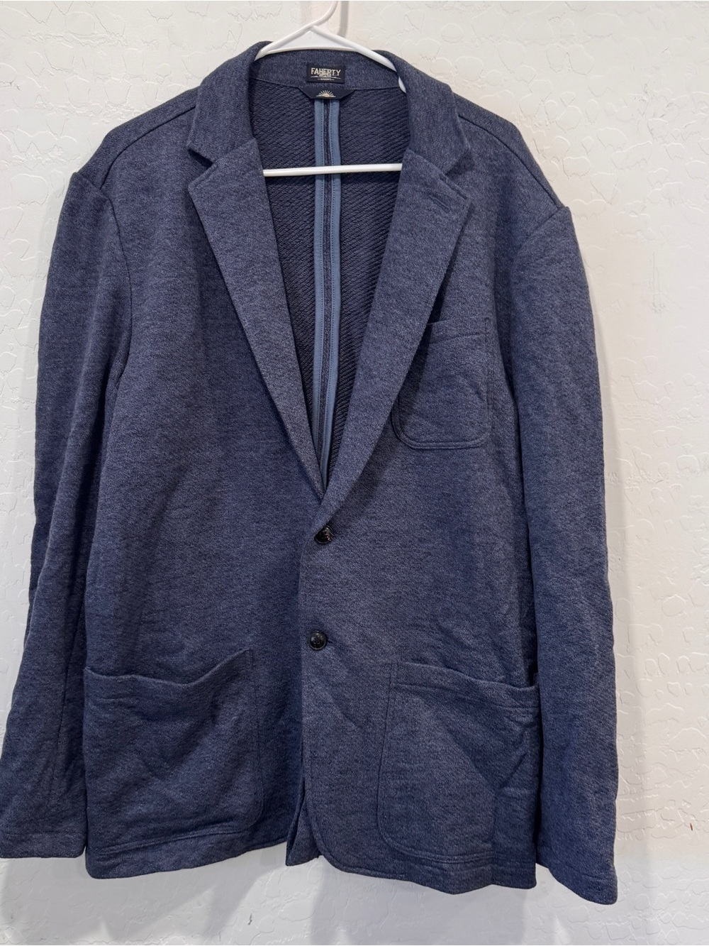 Faherty Mens Blazer Inlet Knit Stretch Unstructured Jacket Size XL Navy Blue